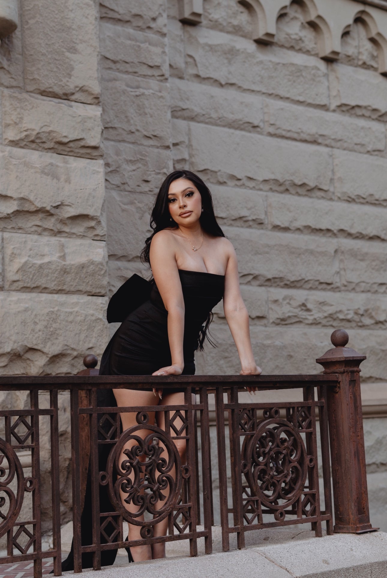 Bow Train Mini Dress