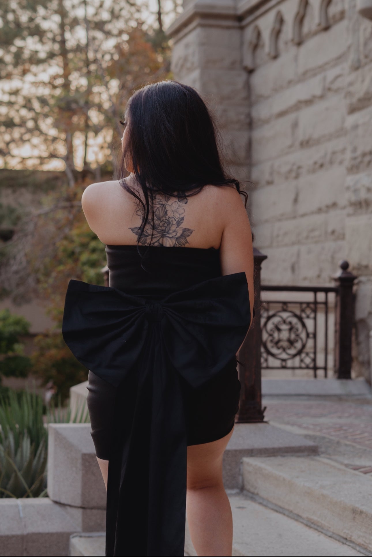 Bow Train Mini Dress