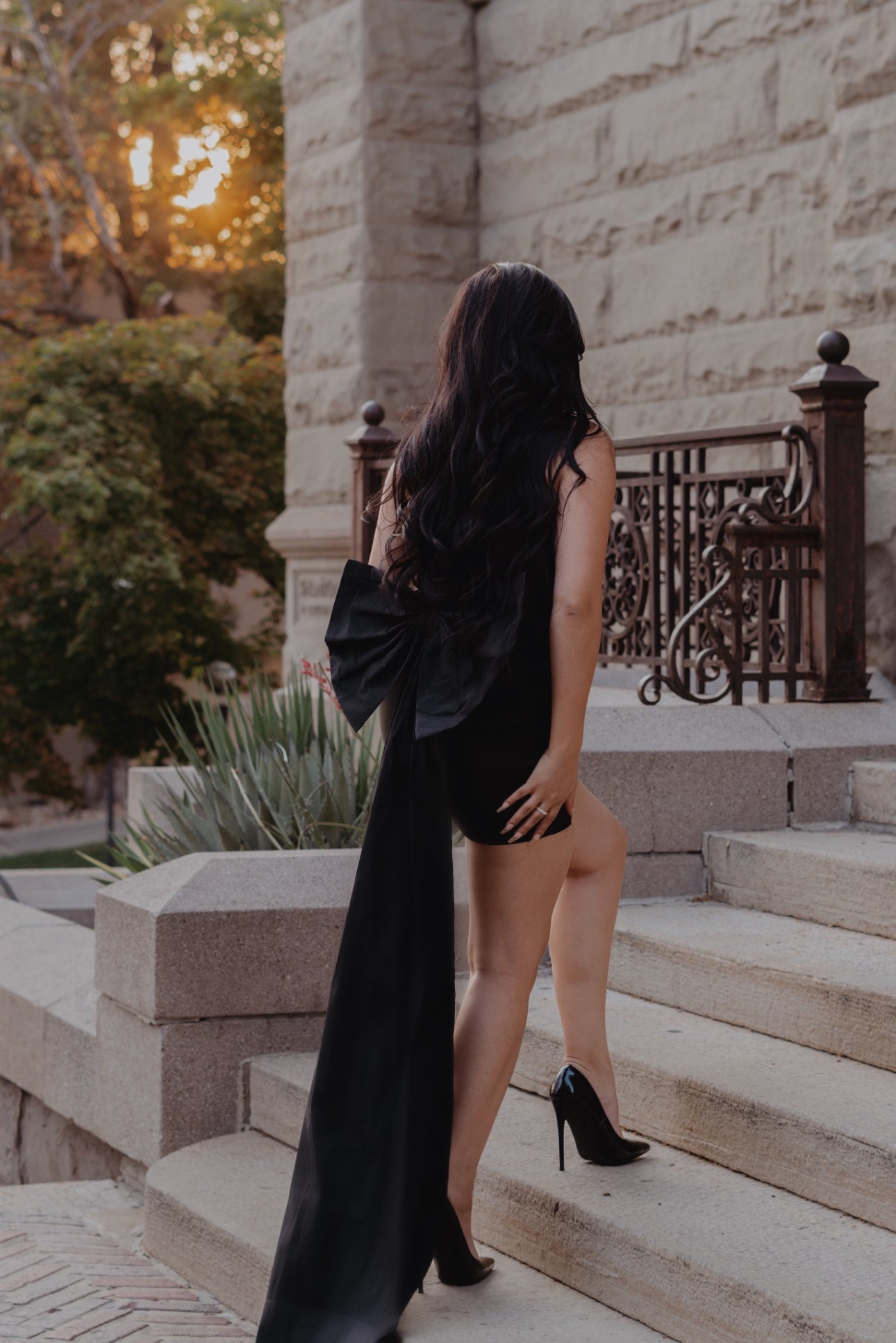 Bow Train Mini Dress
