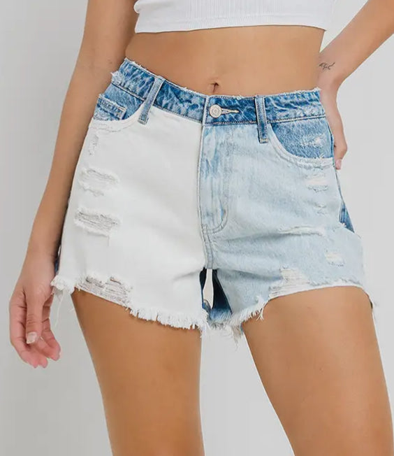 Color Block Denim Shorts SAINT AMAVI