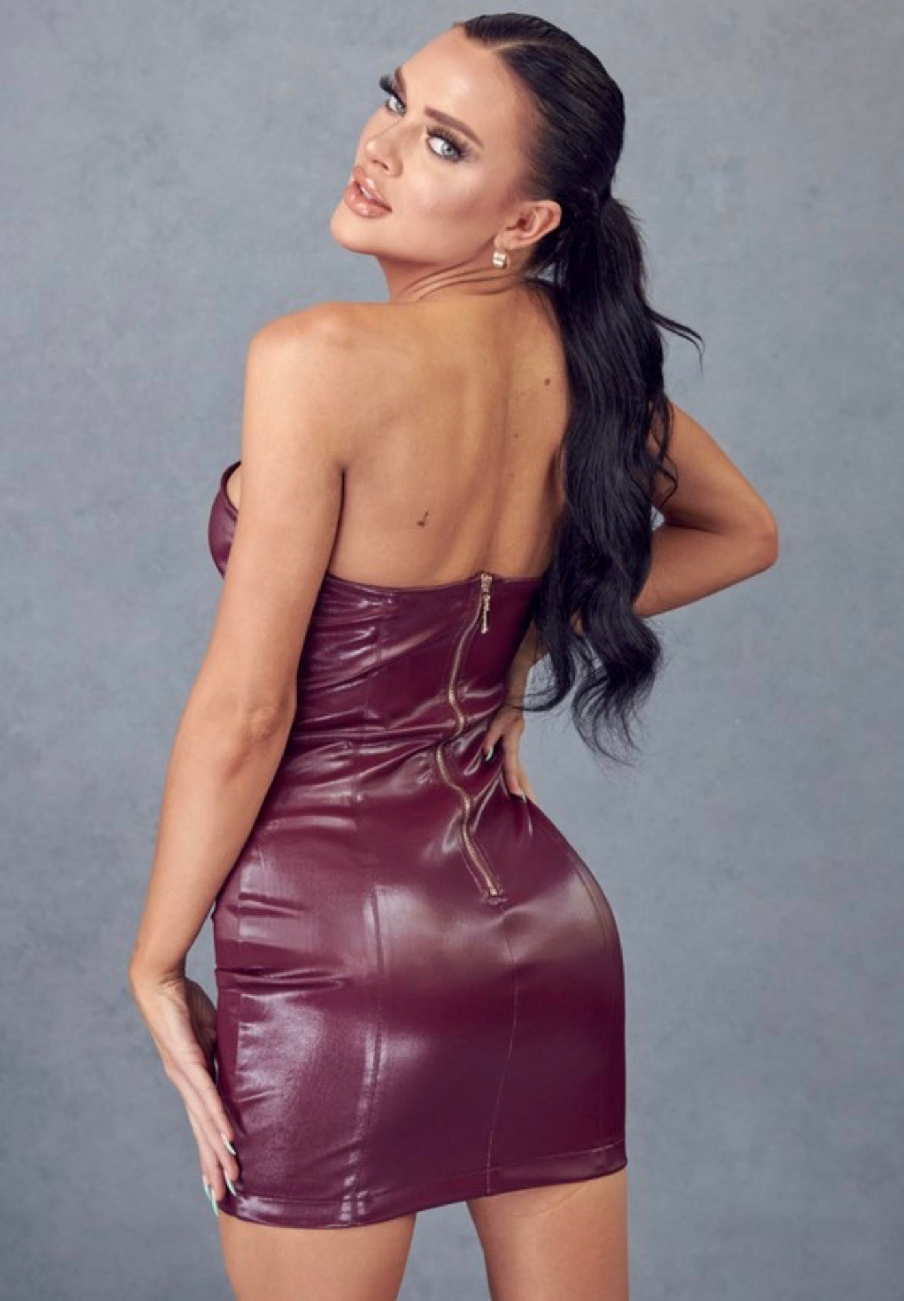 Merlot PU Mini Dress