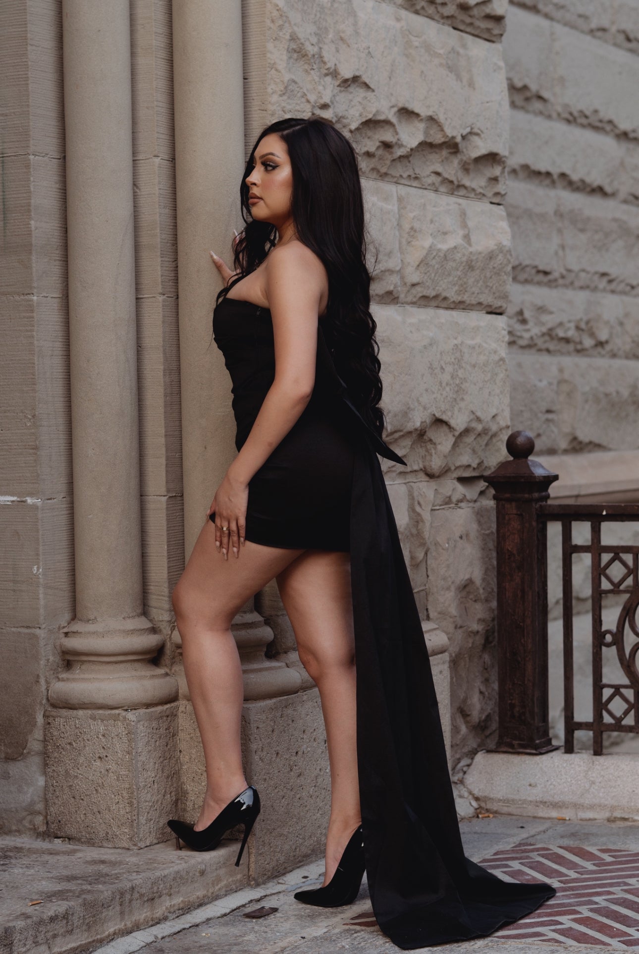 Bow Train Mini Dress