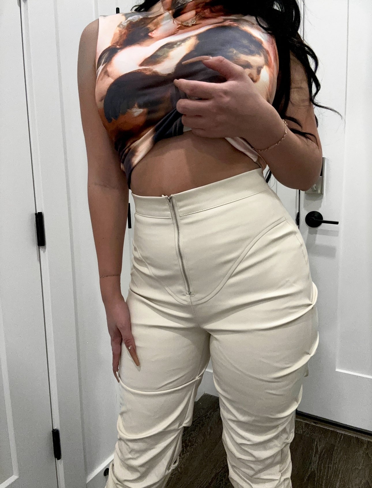 Ivory Chic Leather Pants