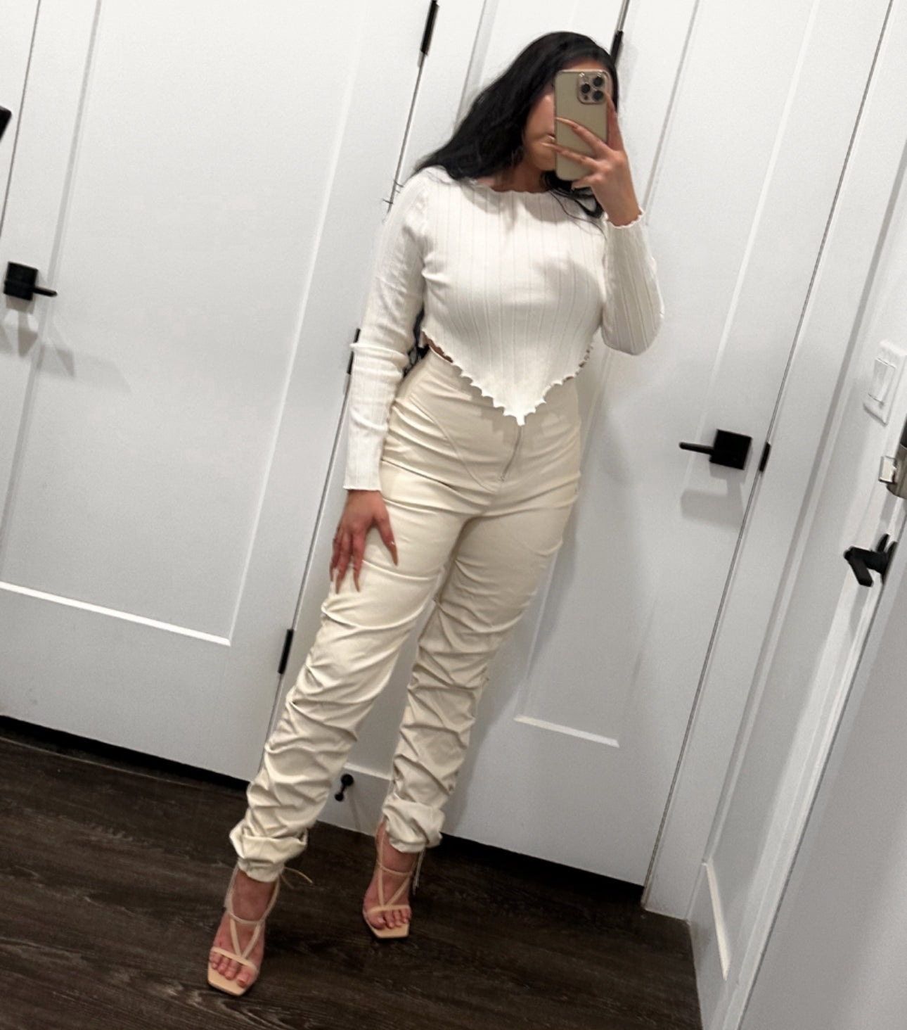 Ivory Chic Leather Pants