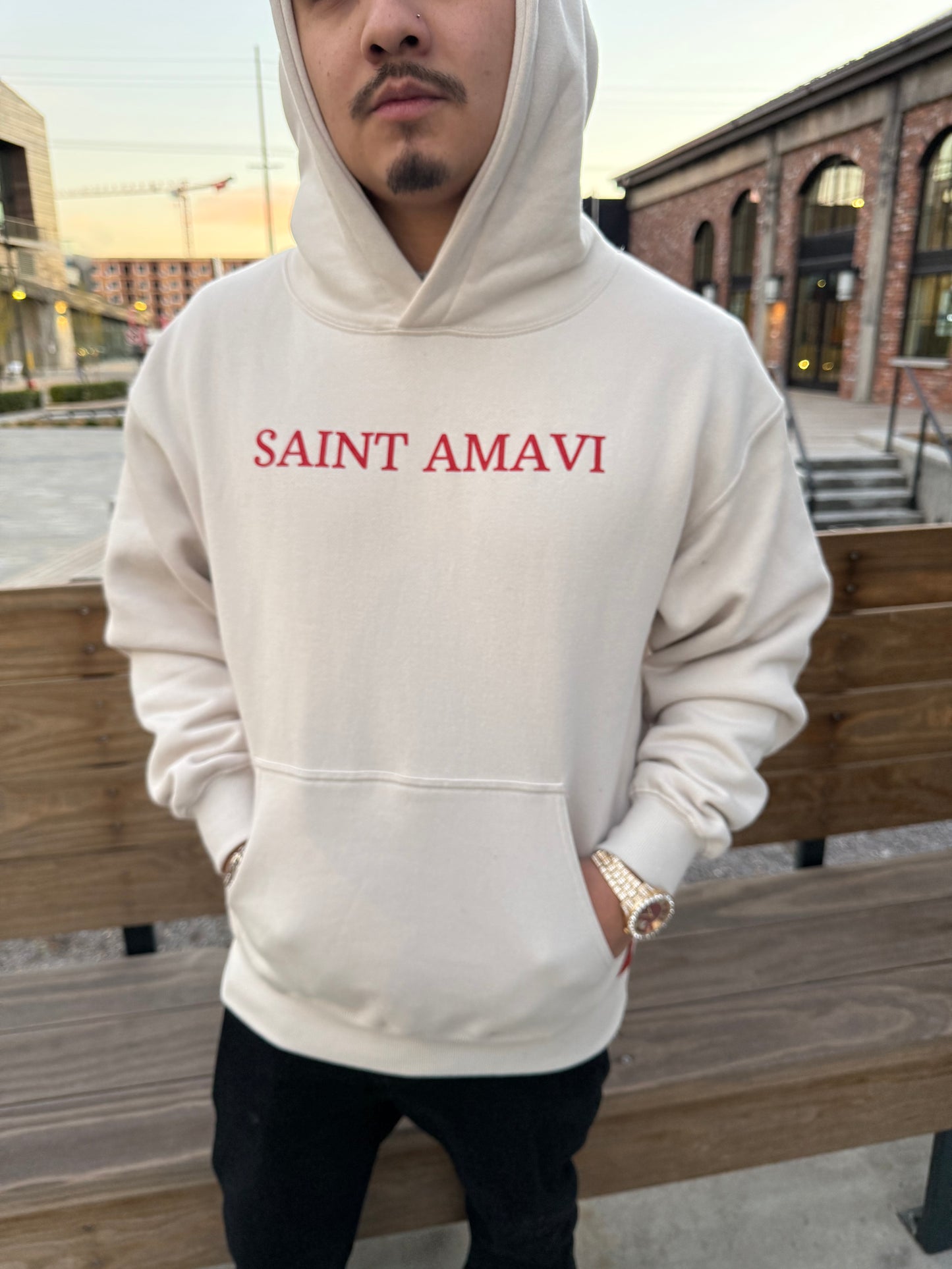 Oversized Beige Saint Amavi Hoodie